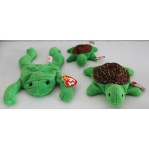 3 Set Ty 1993 Teenie Beanie Babies Legs Frog Speedy Turtle 3rd Gen 4020 4030